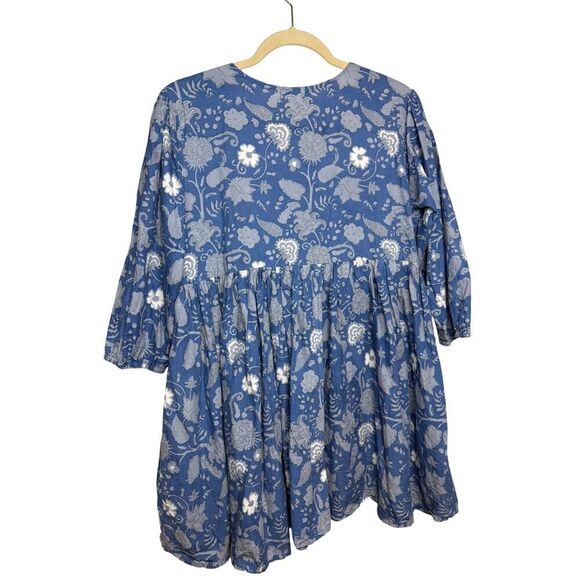 NWOT Grace Holiday Blue Floral Mini Dress Sz. M - Picture 3 of 4